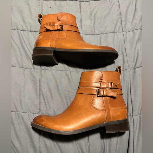 CLARKS Pita Austin Tan Leather Boots Womens Size 8 - Picture 5 of 10